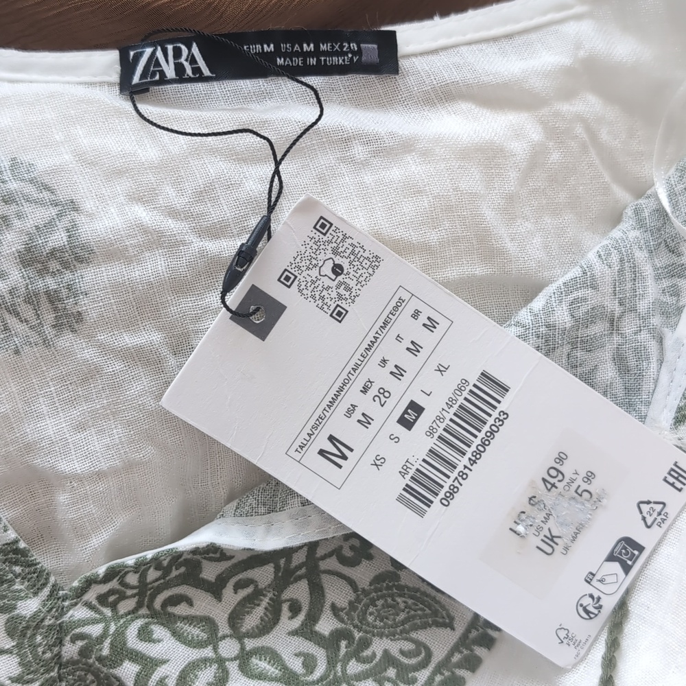 Zara Boho Printed Blouse With Tassels - Picture 9 of 11
